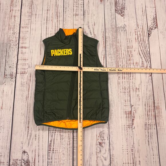 Nike NFL Team Green Bay Packers Reversible Puffer Vest Men’s Small Green/Gold - Picture 5 of 9